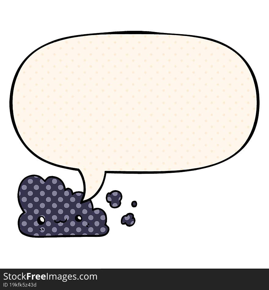 cute cartoon cloud and speech bubble in comic book style