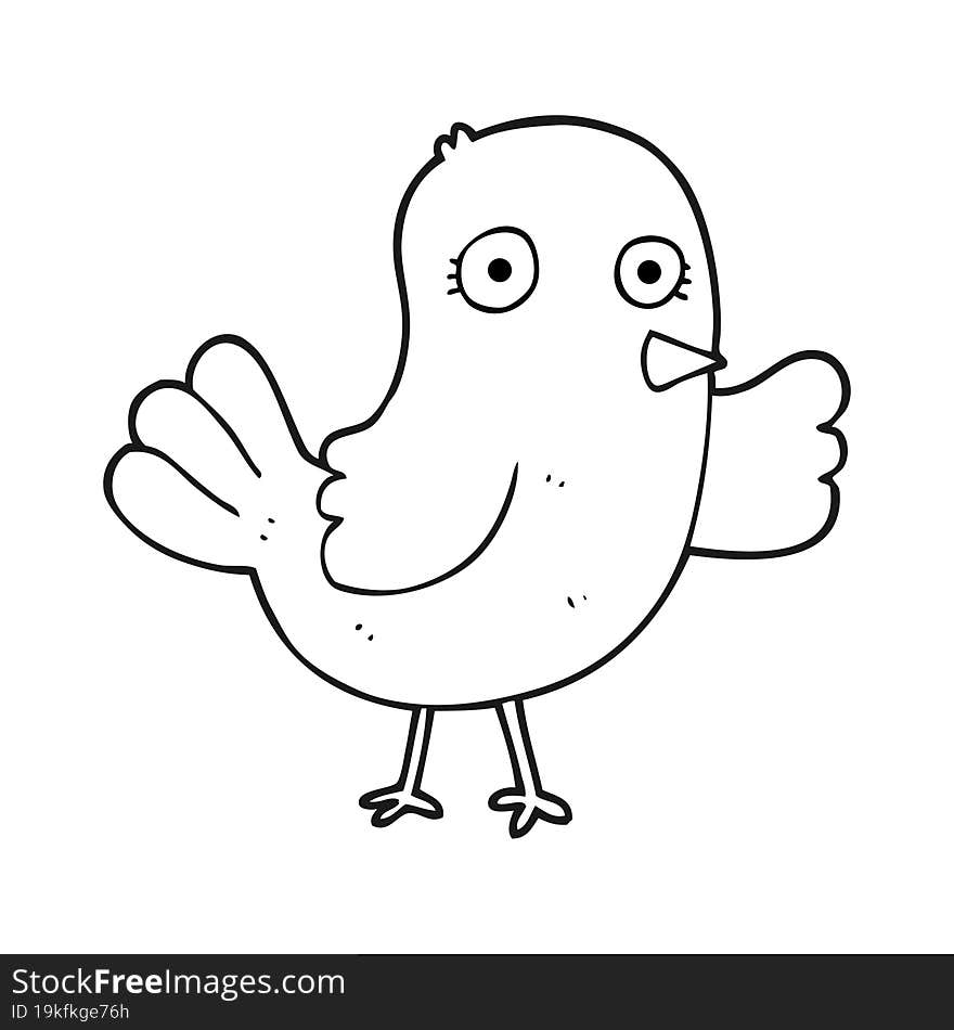 black and white cartoon bird