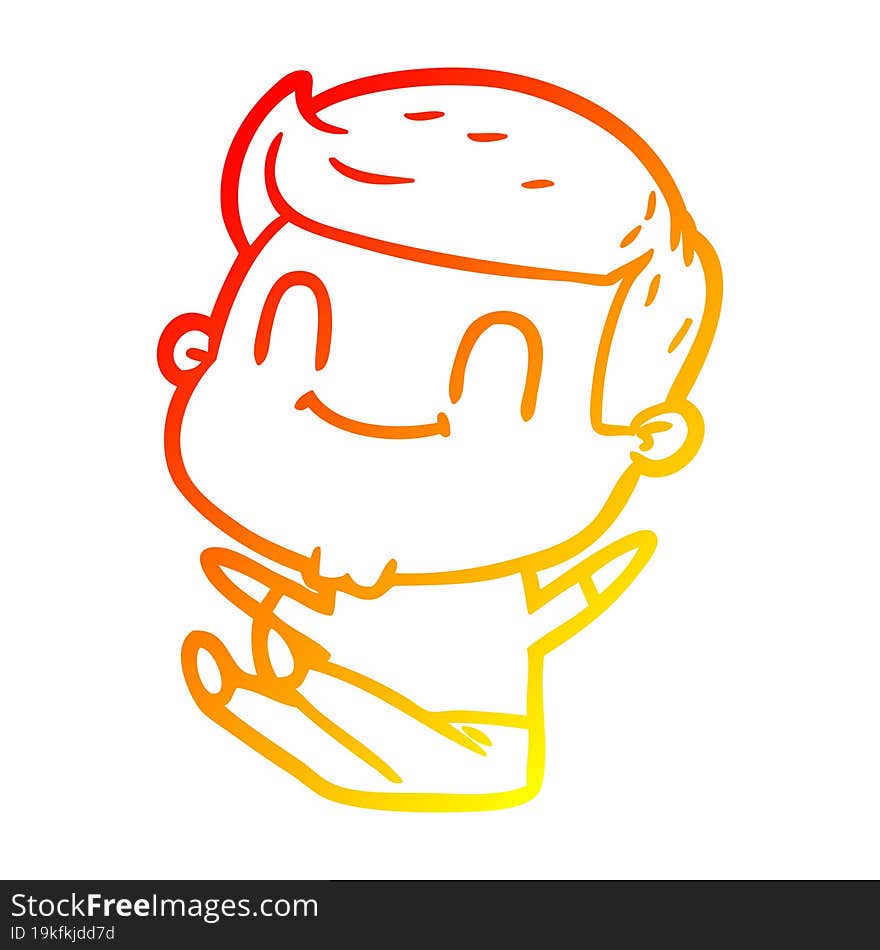 warm gradient line drawing of a cartoon friendly man