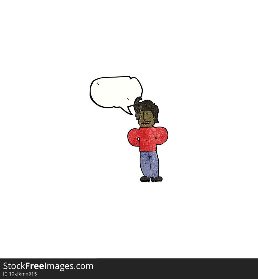 Cartoon Friendly Man With Speech Bubble