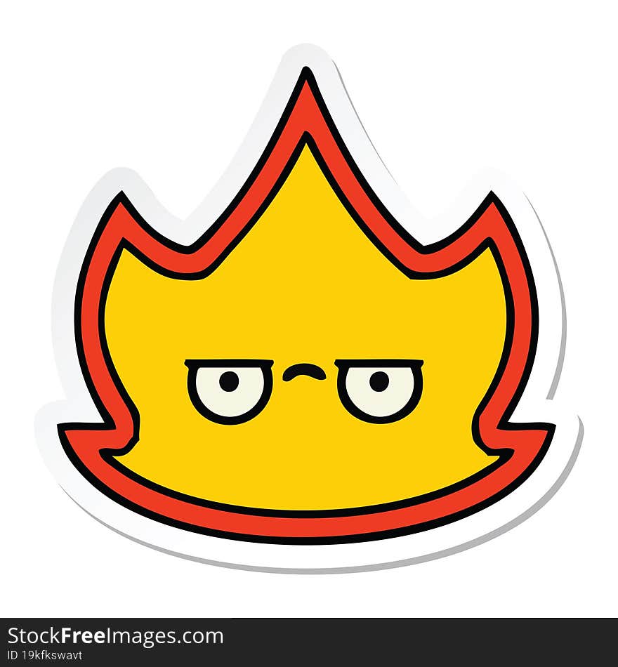 Sticker Of A Cute Cartoon Fire