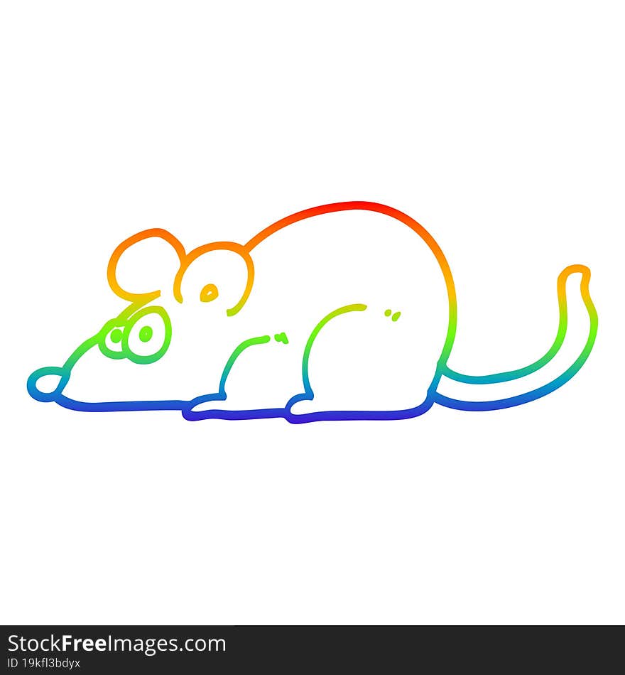 Rainbow Gradient Line Drawing Cartoon Rat