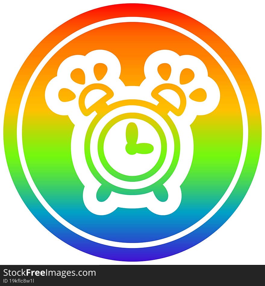 ringing alarm clock circular in rainbow spectrum