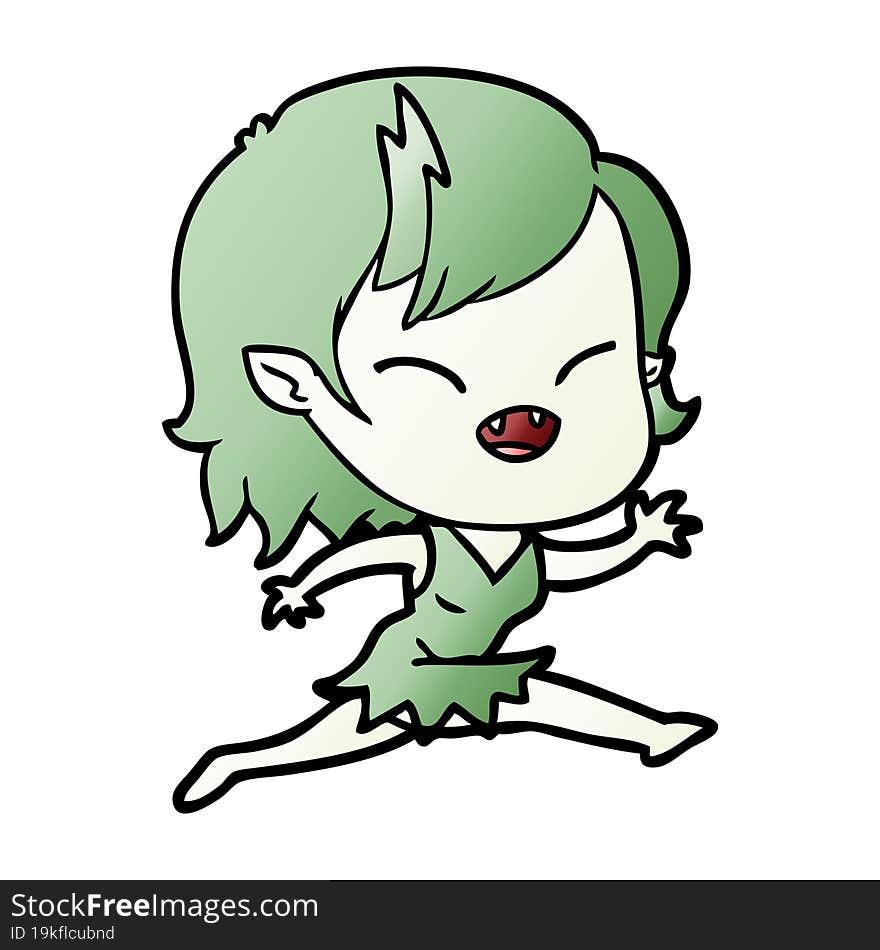 cartoon laughing vampire girl running. cartoon laughing vampire girl running