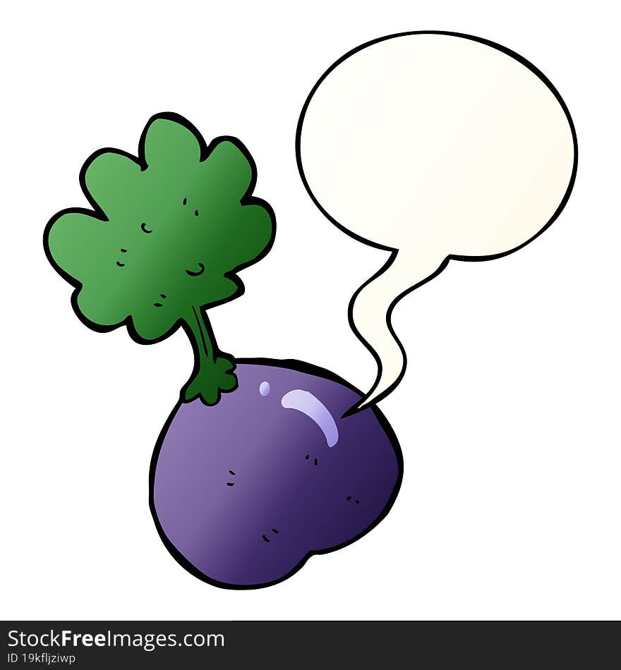 cartoon vegetable with speech bubble in smooth gradient style