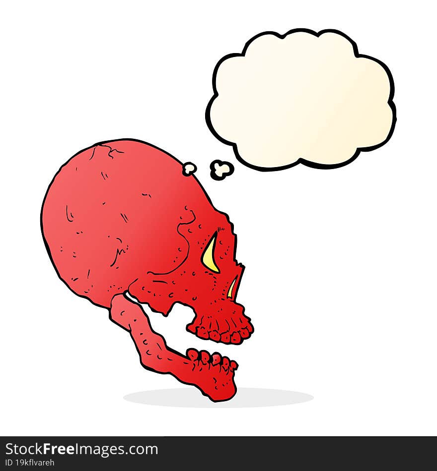 Red Skull Illustration With Thought Bubble