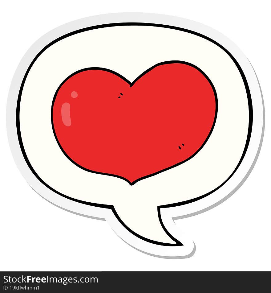 cartoon love heart and speech bubble sticker