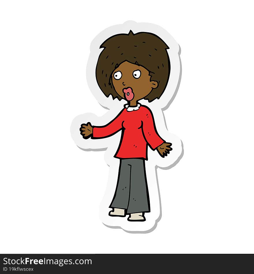 sticker of a cartoon surprised woman