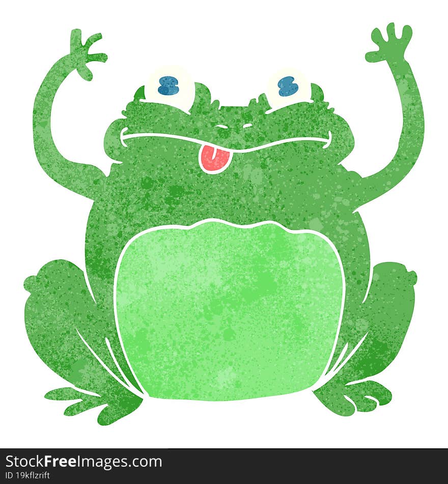 freehand retro cartoon funny frog