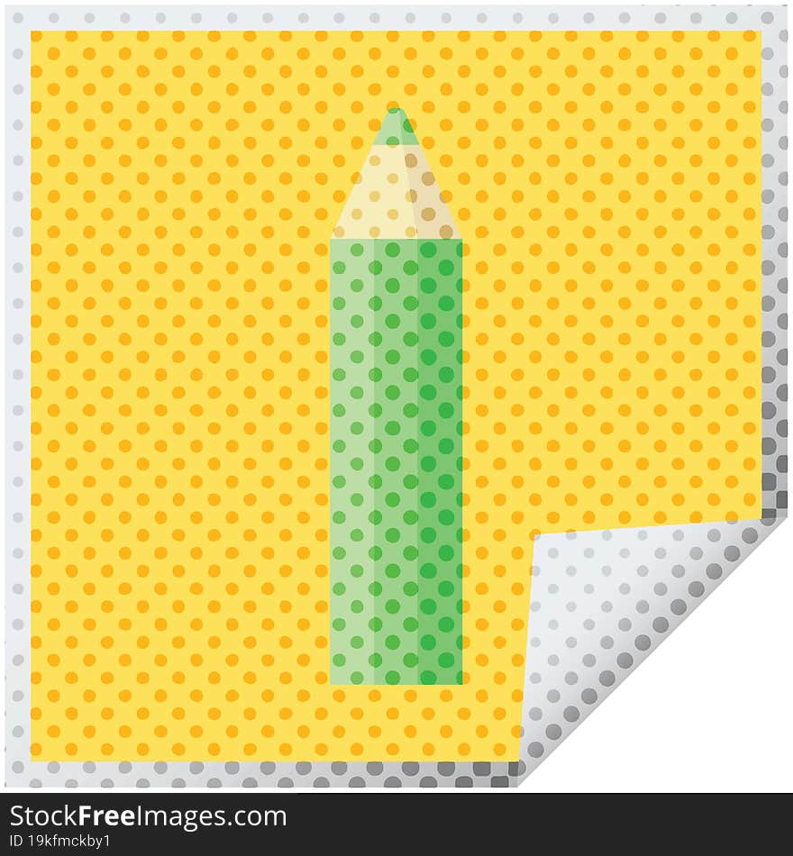 green coloring pencil graphic vector illustration square sticker. green coloring pencil graphic vector illustration square sticker