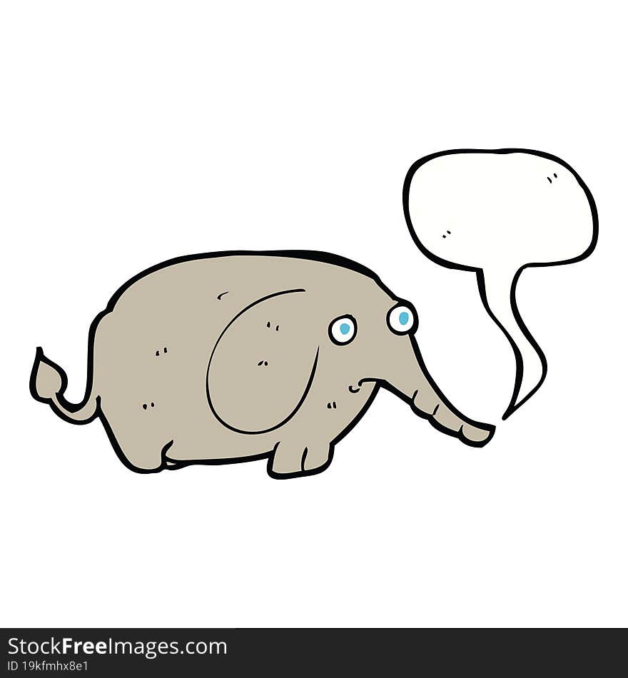 Cartoon Sad Little Elephant With Speech Bubble