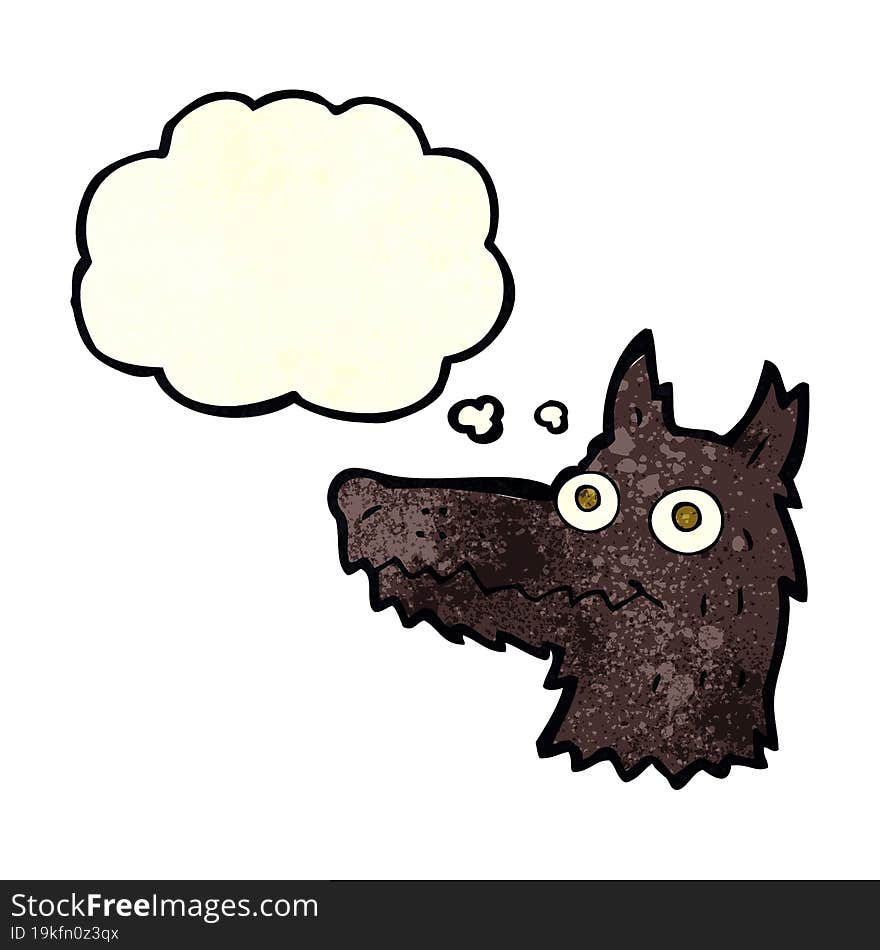 Cartoon Wolf Head With Thought Bubble