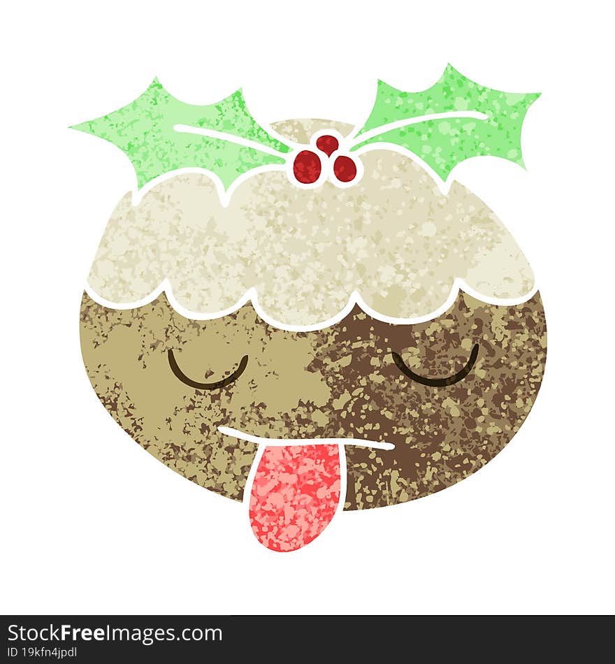 quirky retro illustration style cartoon christmas pudding