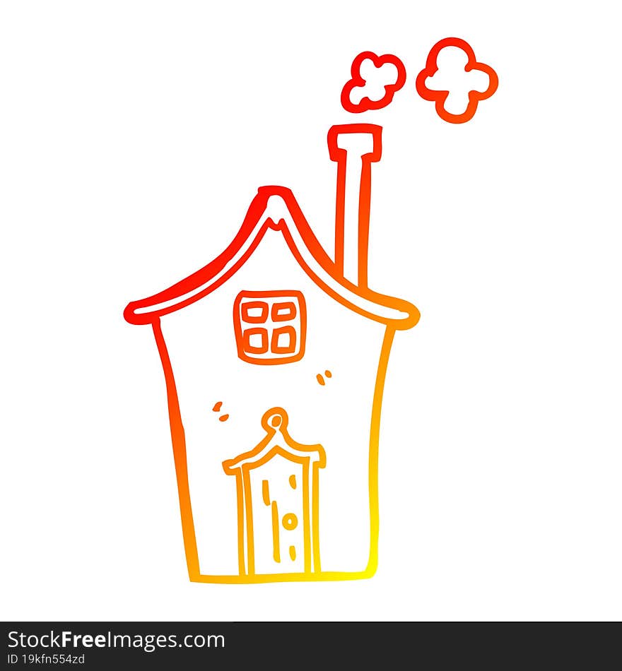 Warm Gradient Line Drawing Cartoon House