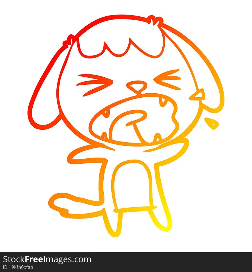 Warm Gradient Line Drawing Cute Cartoon Dog Barking