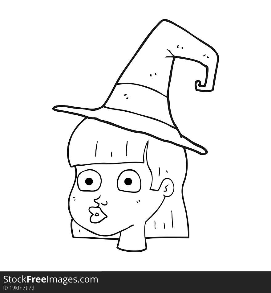 black and white cartoon witch