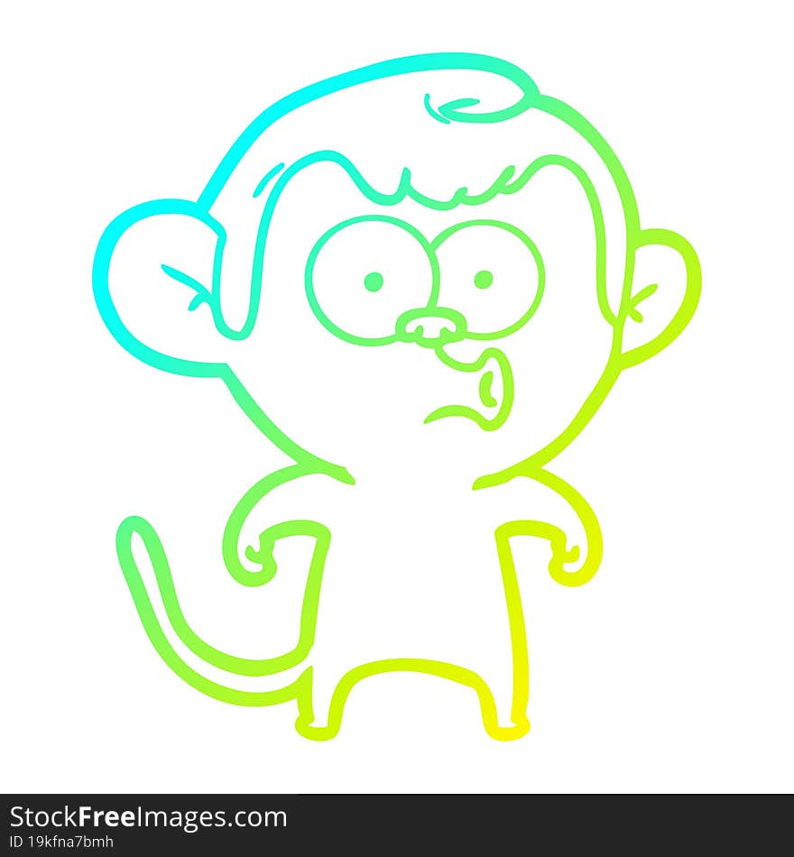 cold gradient line drawing cartoon hooting monkey