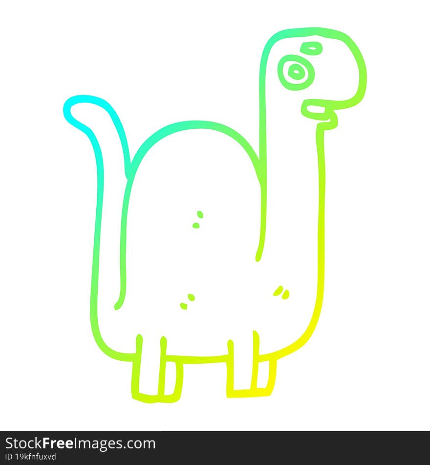 cold gradient line drawing of a cartoon prehistoric dinosaur