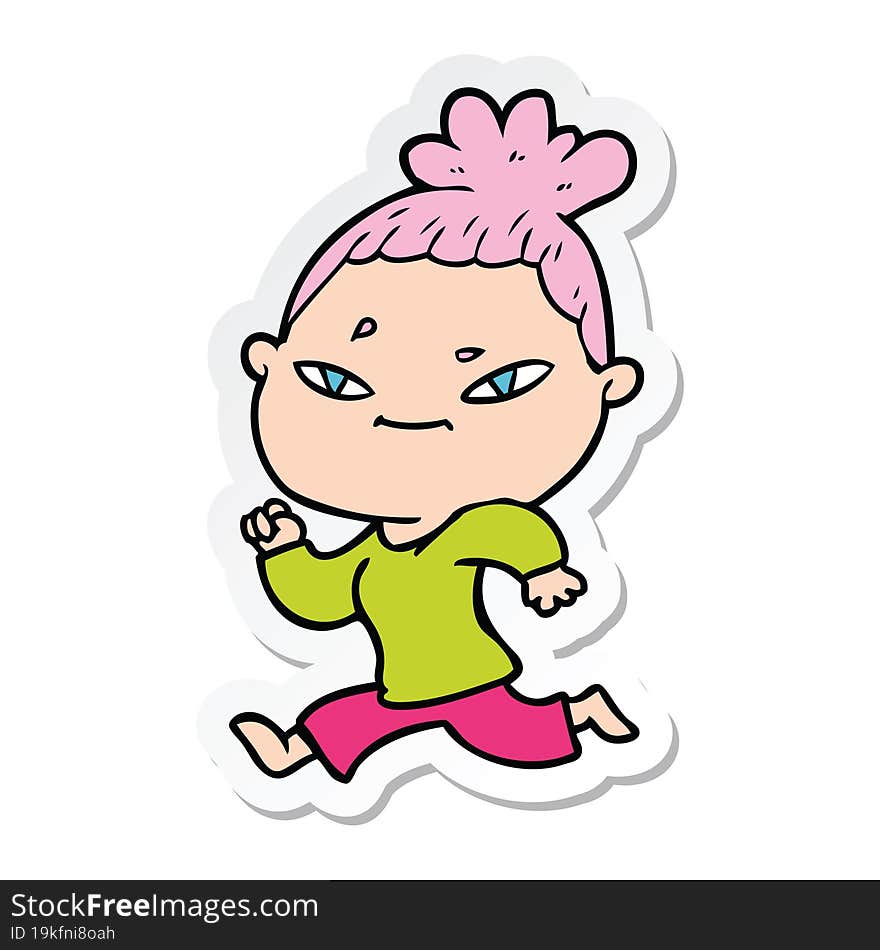 Sticker Of A Cartoon Woman