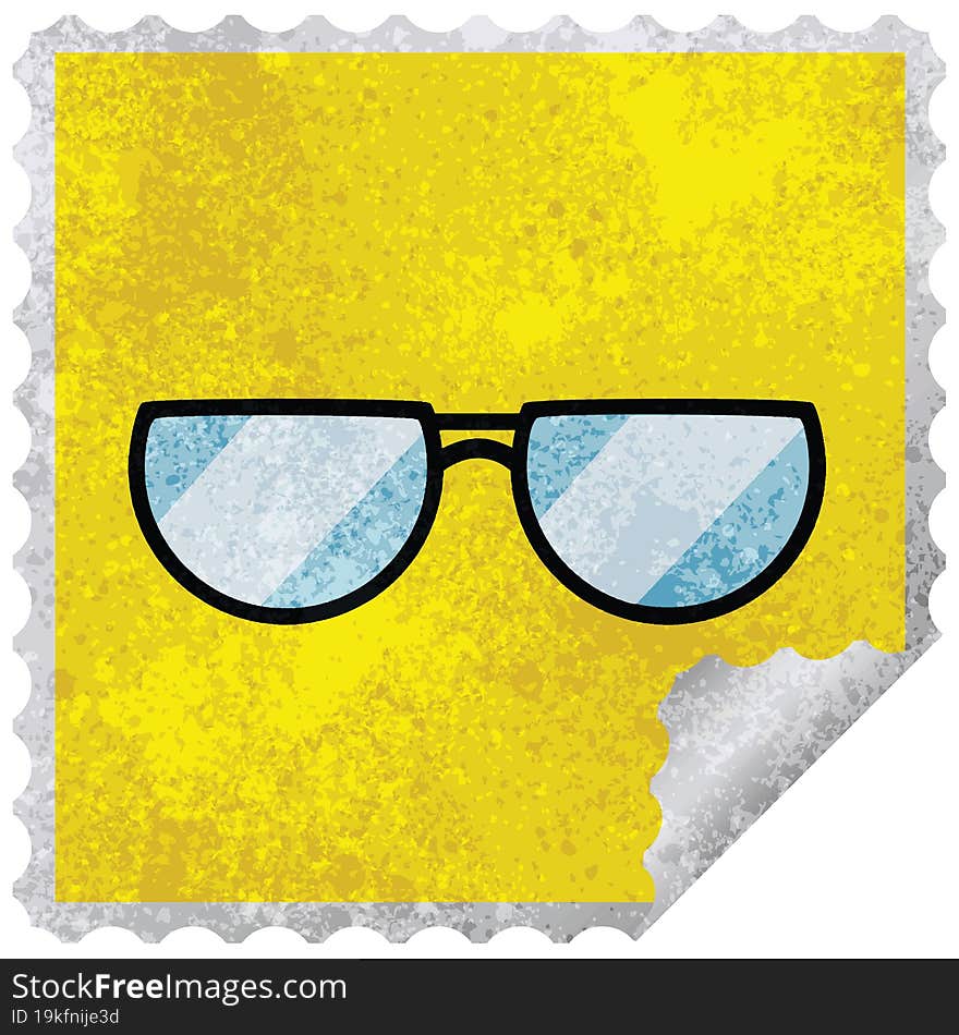 spectacles graphic vector illustration square sticker stamp