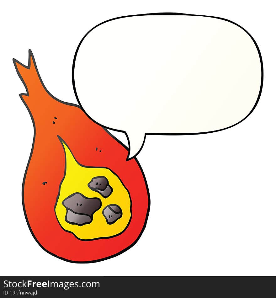 cartoon fireball and speech bubble in smooth gradient style