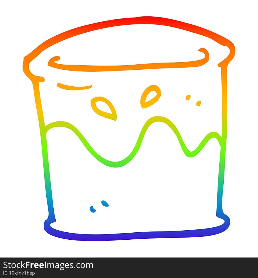 rainbow gradient line drawing cartoon drink in tumbler