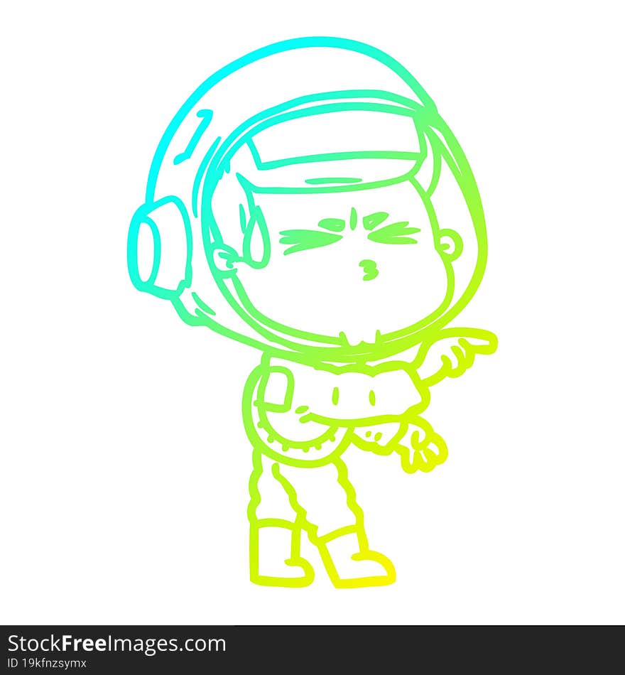 cold gradient line drawing cartoon stressed astronaut