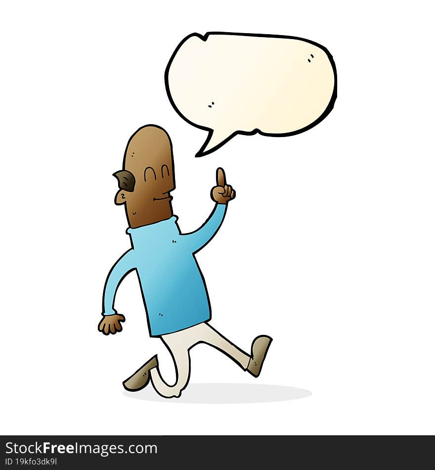 Cartoon Bald Man With Idea With Speech Bubble