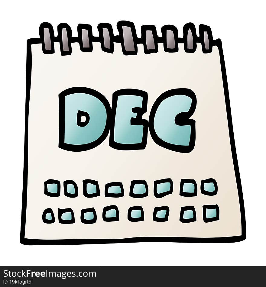 cartoon doodle calendar showing month of december