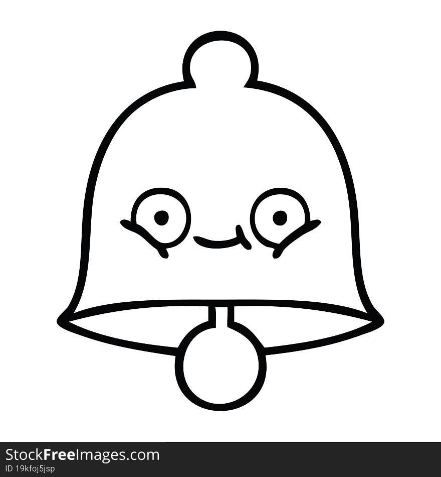 line drawing cartoon of a bell. line drawing cartoon of a bell