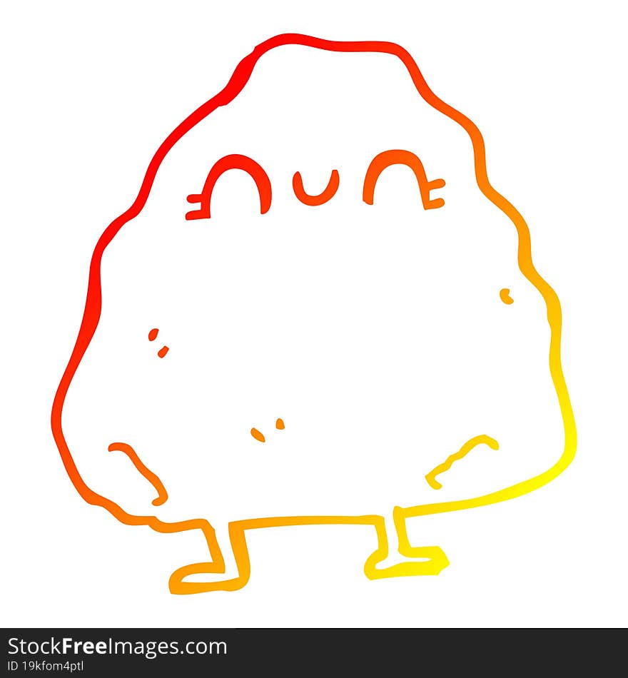 warm gradient line drawing cartoon rock