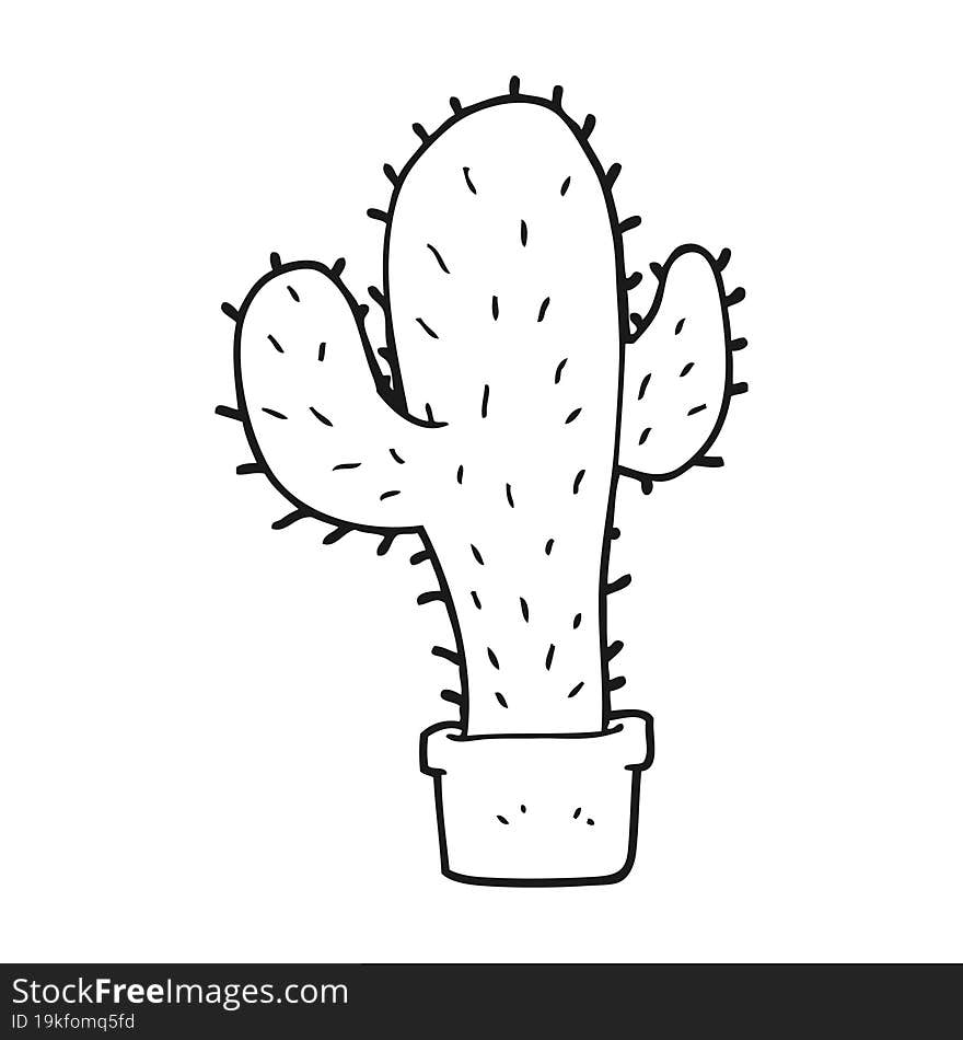 black and white cartoon cactus