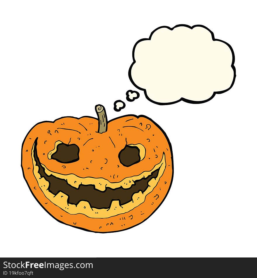 Cartoon Spooky Pumpkin With Thought Bubble