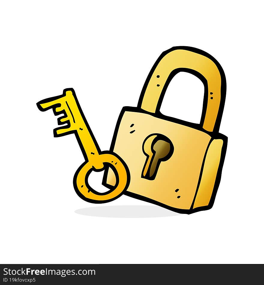 cartoon padlock and key