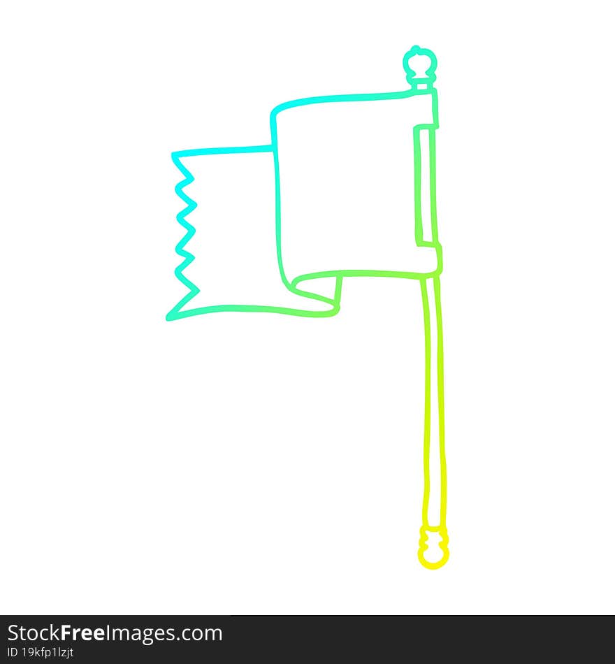 Cold Gradient Line Drawing Cartoon Blue Flag