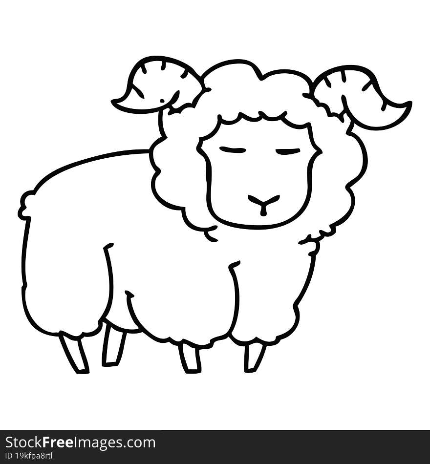 Quirky Line Drawing Cartoon Ram