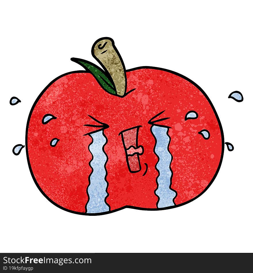 cartoon apple crying. cartoon apple crying