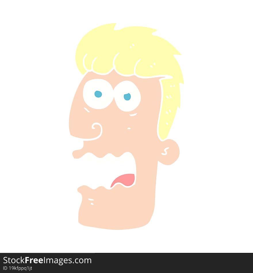 Flat Color Illustration Of A Cartoon Shocked Man