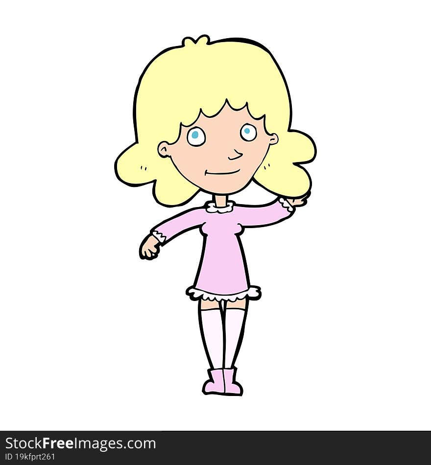 cartoon friendly woman waving