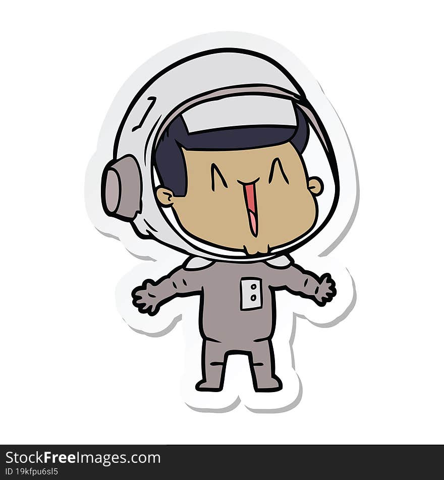 Sticker Of A Happy Cartoon Astronaut