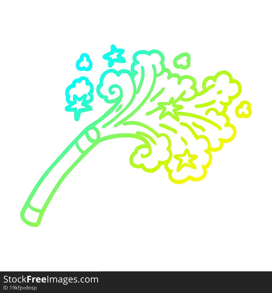 Cold Gradient Line Drawing Cartoon Magicians Wand