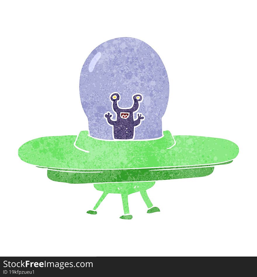 retro cartoon alien spaceship