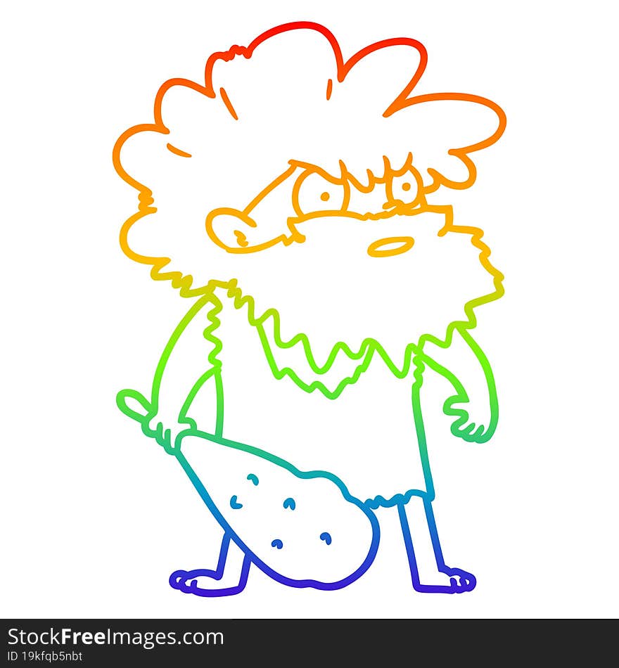 rainbow gradient line drawing cartoon cave man