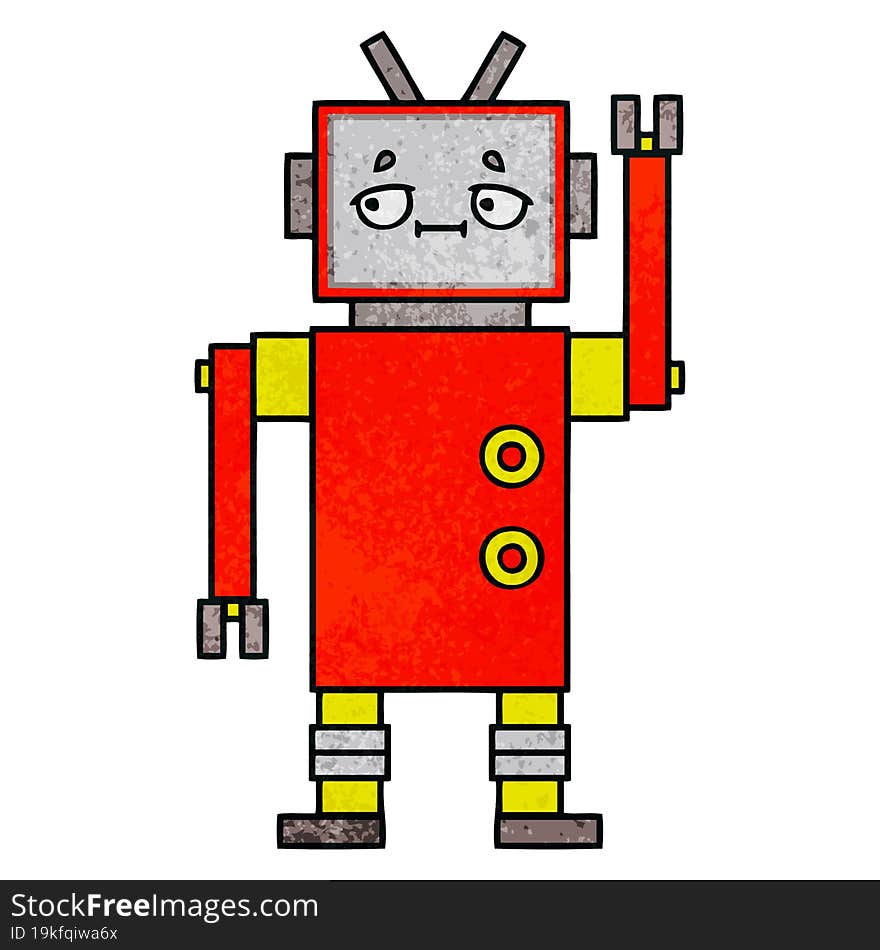 Retro Grunge Texture Cartoon Robot