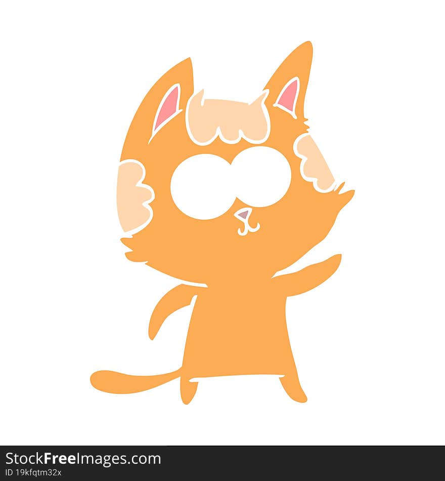 happy flat color style cartoon cat