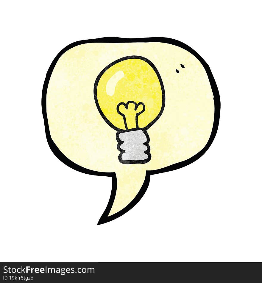 Speech Bubble Textured Cartoon Light Bulb