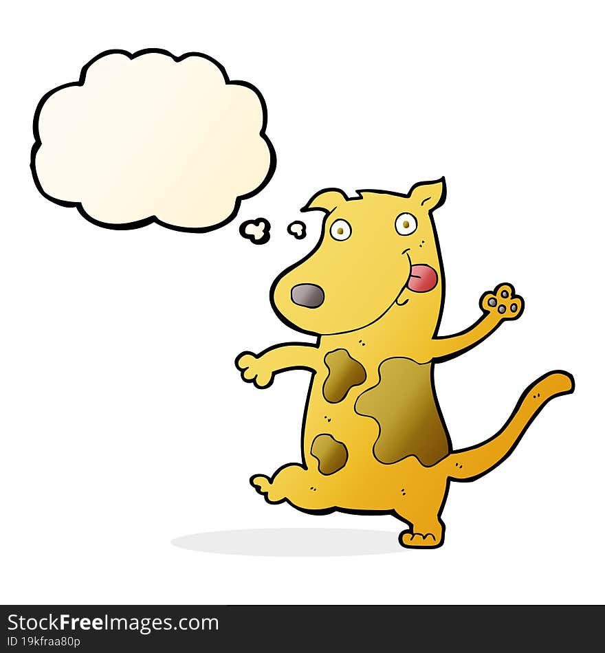 cartoon happy dog with thought bubble