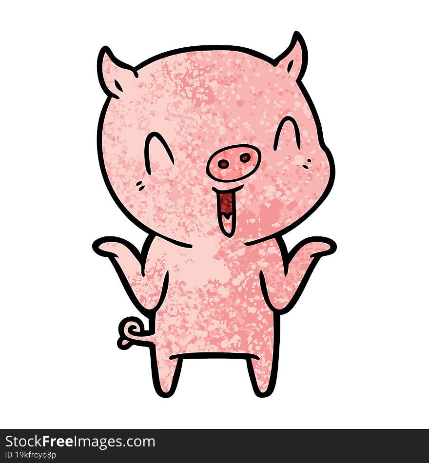 happy cartoon pig. happy cartoon pig