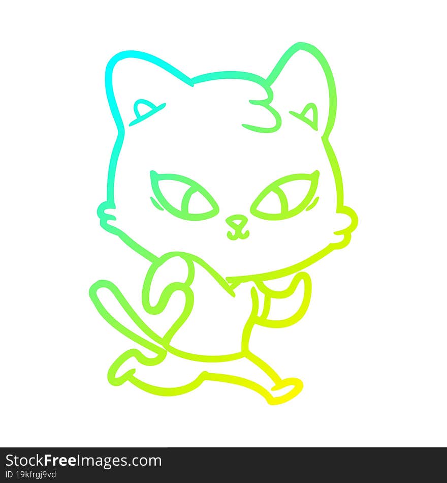 Cold Gradient Line Drawing Cute Cartoon Cat