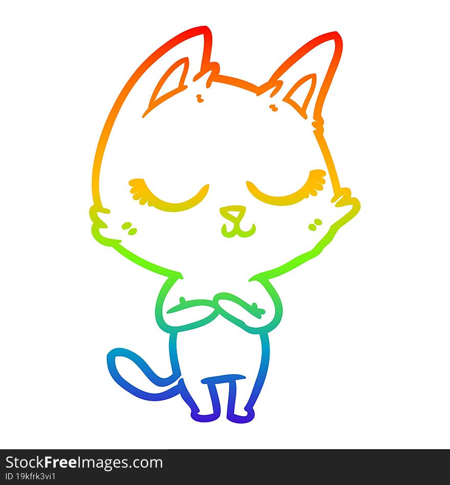 rainbow gradient line drawing calm cartoon cat